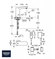 MEDIDAS EUROSMART COSMOPOLITAN E BLUETOOTH GROHE